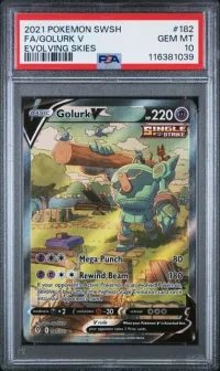PSA 10 Golurk V, Evolving Skies, in a PSA slab