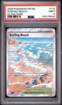 PSA 9 Surfing Beach, Chaos Rising, in a PSA slab