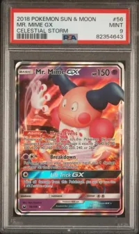 PSA 9 Mr. Mime-GX, Celestial Storm, in a PSA slab