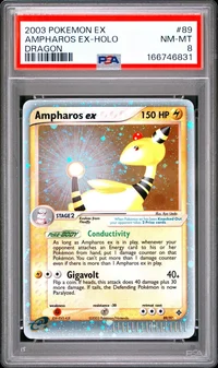 PSA 8 Ampharos ex, EX Dragon, in a PSA slab