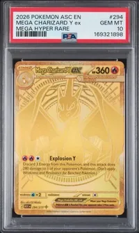 PSA 10 Mega Charizard Y ex, Ascended Heroes, in a PSA slab