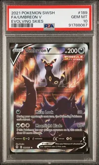 PSA 10 Umbreon V, Evolving Skies, in a PSA slab