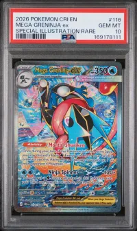 PSA 10 Mega Greninja ex, Chaos Rising, in a PSA slab