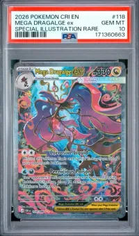 PSA 10 Mega Dragalge ex, Chaos Rising, in a PSA slab