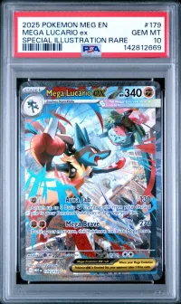 PSA 10 Mega Lucario ex, Mega Evolution, in a PSA slab