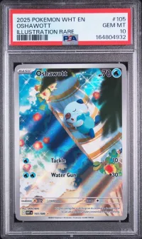 PSA 10 Oshawott, White Flare, in a PSA slab